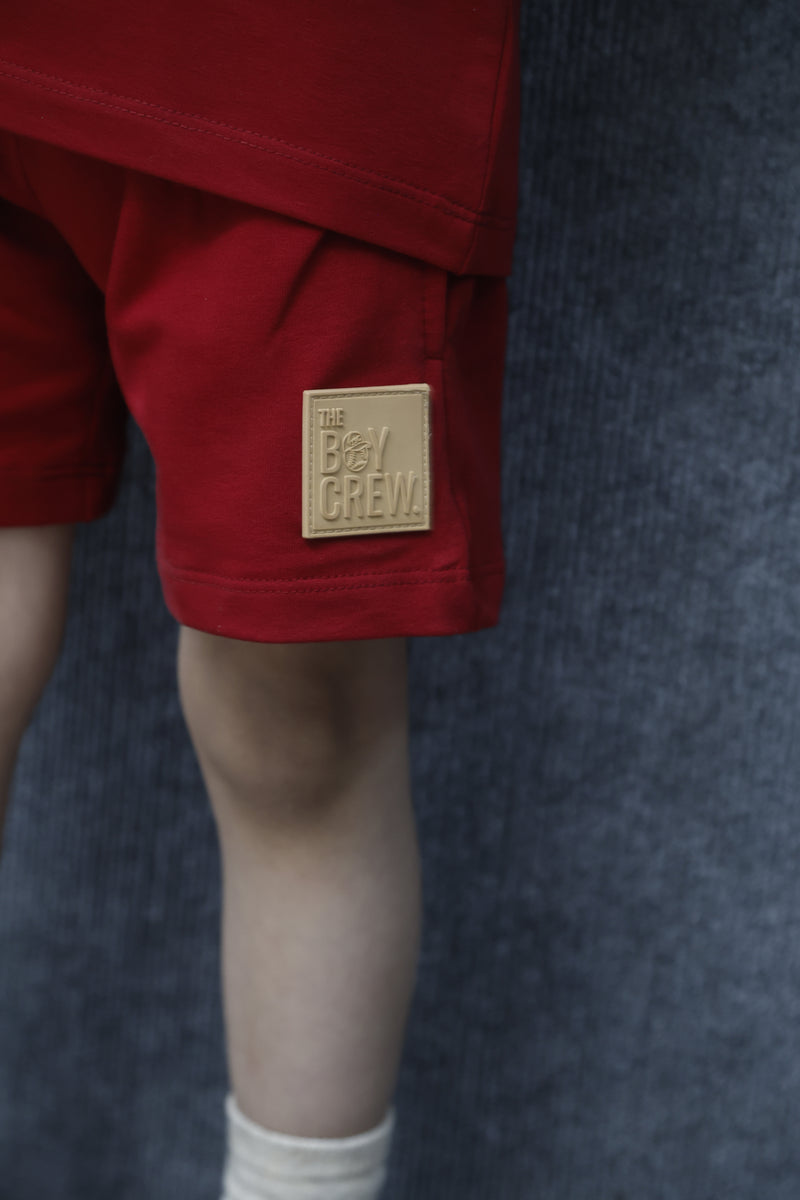 Ignite Co-ord Set – Stylish Red Cotton T-Shirt & Shorts for Kids