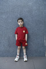 Ignite Co-ord Set – Stylish Red Cotton T-Shirt & Shorts for Kids